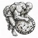 Sysiphus Pushing his boulder inside oroborous tattoo design idea