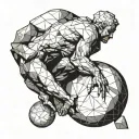 Sysiphus Pushing his boulder inside oroborous tattoo design idea