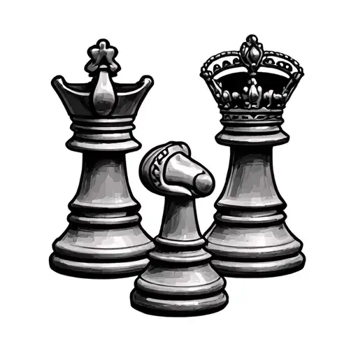 king and queen chess pieces tattoo design idea