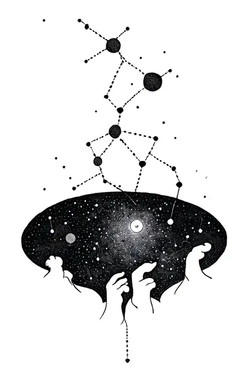 A dotwork tattoo of a constellation representing a special bond within the family tattoo design idea