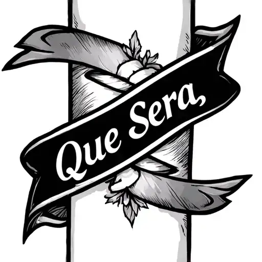 Small Banner on wrist with Que Sera, Sera written on it tattoo design idea