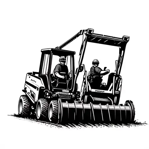 A tattoo of a lawnmower and a skid loader racing each other in a playful manner tattoo design idea