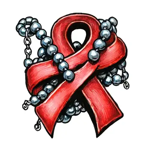 prostate cancer symbol with rosary beads tattoo design idea