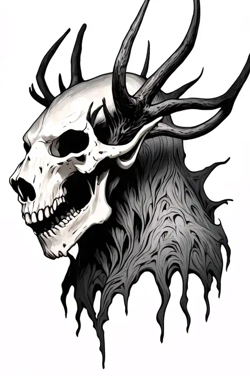 wendigo with exposed skull tattoo design idea