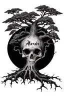 Poison Tree with Alexis name written tattoo design idea