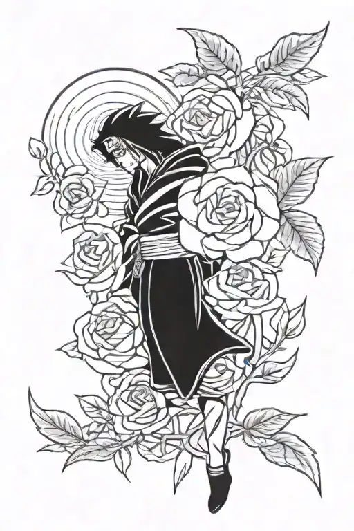 akatsuki and rose tattoo tattoo design idea
