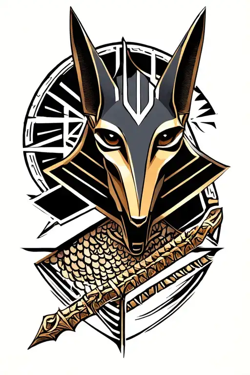 Anubis Tattoo with Libra Scales tattoo design idea