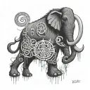 Mammoth with runes tattoo design idea