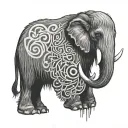 Mammoth with runes tattoo design idea