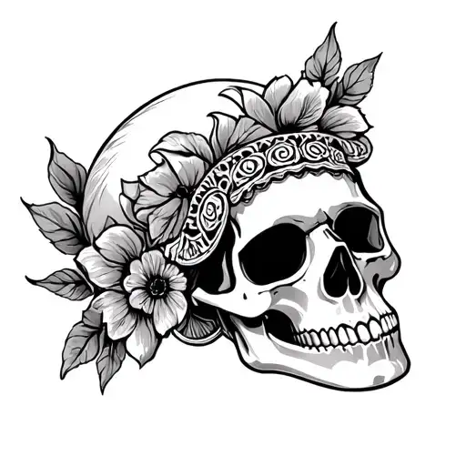 realistic mexican skull adorned tattoo design idea