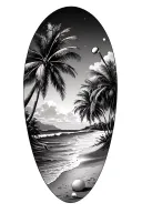 water ocean beach scene with palm trees golf tattoo design idea