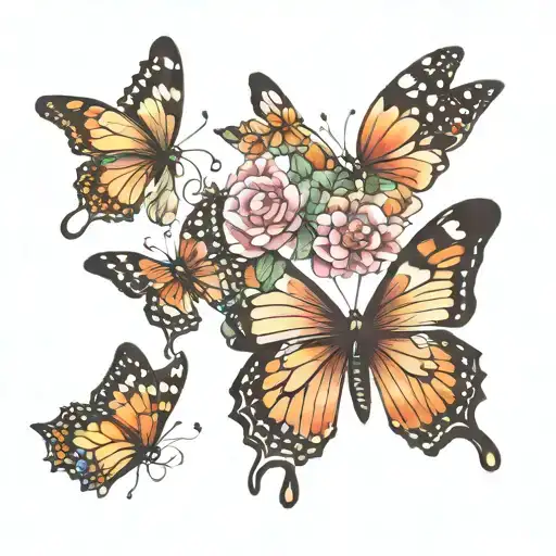 Butterflies 3 pieces tattoo design idea