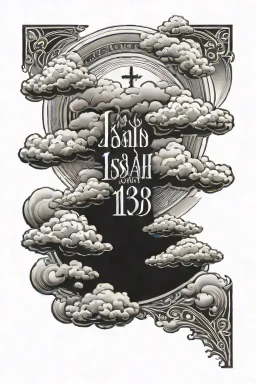 Isaiah 43:1 bible scripture with clouds tattoo design idea