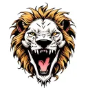 lions skull open mouth open tattoo design idea