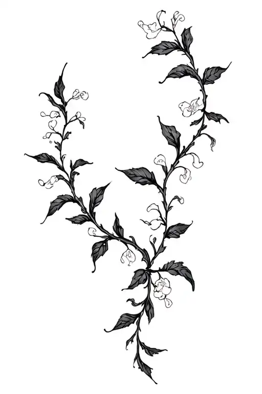 floral vine wrapping sleeve tattoo design idea
