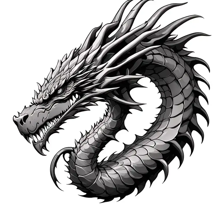 ak47 evil 3D dragon wrapped tattoo design idea