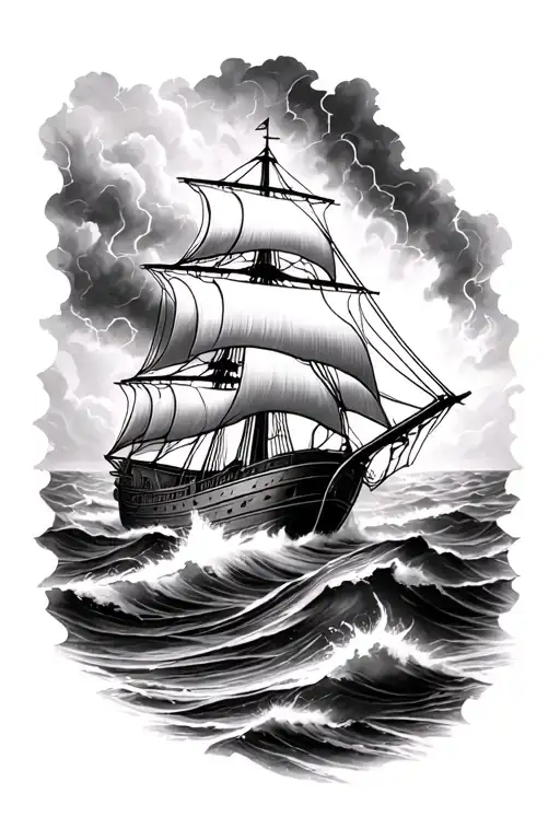 "Hallelujah" storm tossed torn sail hallelujah  tattoo design idea