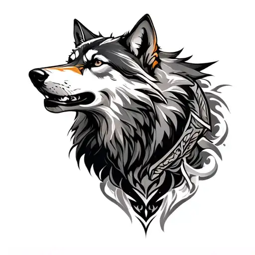 wolf and warrior  tattoo design idea
