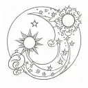 sun moon and stars diagonal hip tattoo design tattoo design idea