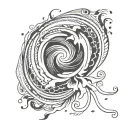 Hi, I would like a design for a flash tattoo, half a simple heart and the other half a hurricane, half and half tattoo design idea