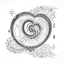 Hi, I would like a design for a flash tattoo, half a simple heart and the other half a hurricane, half and half tattoo design idea