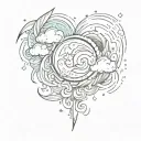 Hi, I would like a design for a flash tattoo, half a heart and half a hurricane, half and half tattoo design idea