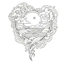 Hi, I would like a design for a flash tattoo, half a heart and half a hurricane, half and half tattoo design idea