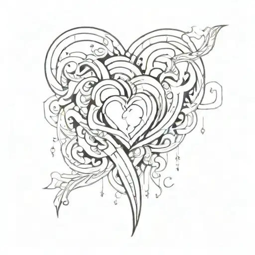 Hi, I would like a design for a flash tattoo, half a simple heart and the other half a hurricane, half and half tattoo design idea