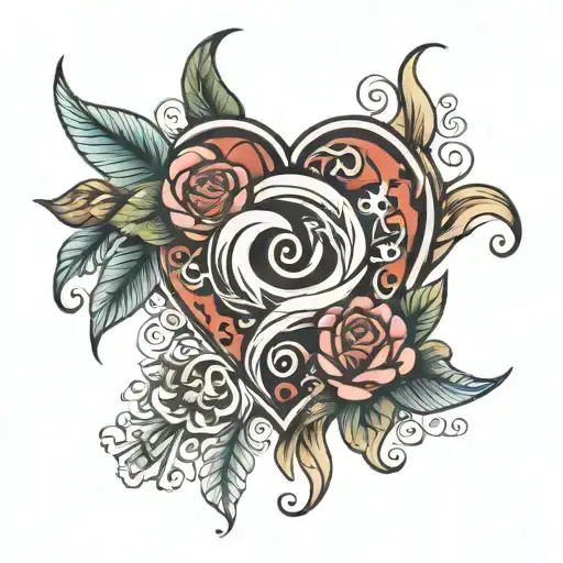 Hi, I would like a design for a flash tattoo, half a simple heart and the other half a hurricane. tattoo design idea