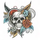 Hi, I would like a design for a flash tattoo, half a simple heart and the other half a hurricane. tattoo design idea