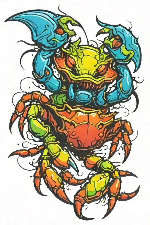 sc0rpìn fighting crab holding tattoo design idea