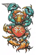 sc0rpìn fighting crab holding tattoo design idea