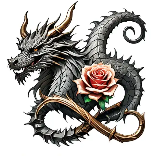 Viking dragon infinity sign a metal thorn rose tattoo design idea