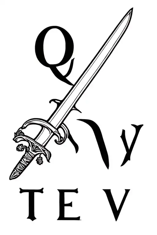 "QVV" sabre sword tattoo design idea
