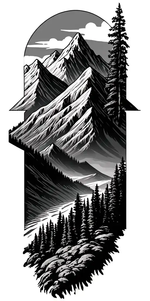 idaho mountains tattoo design idea