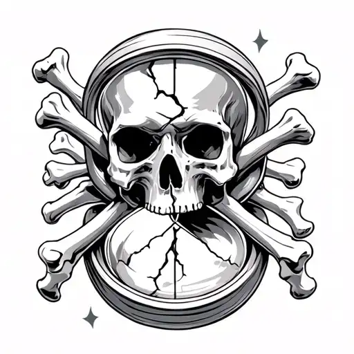 Broken hourglass made from skulls and bones tattoo design idea