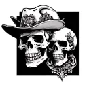 skulls and western tattoo design idea