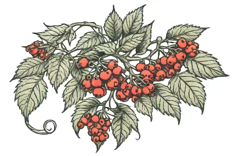 rowan berries turning into garnets tattoo design idea