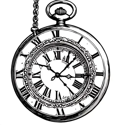 Time is running out. Time. Pocket watch. Death. Life is fleeting. Roman numerals tattoo design idea