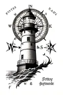 Lighthouse Compass tattoo design idea