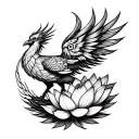 Imagine a phoenix rising behind a blooming lotus, both intricately designed within a mandala. The phoenix can symbolize  tattoo design idea