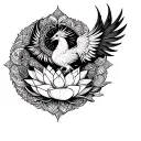 Imagine a phoenix rising behind a blooming lotus, both intricately designed within a mandala. The phoenix can symbolize  tattoo design idea