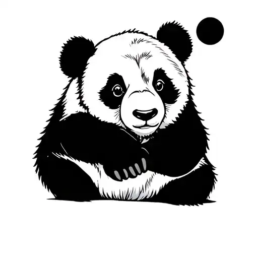 panda bear playing tattoo design idea