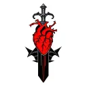 a heart pierced with a dagger, tattoo design idea