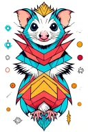 brushtailed possum surrounded by dopamine and serotonin symbols tattoo design idea