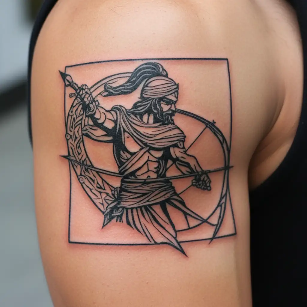 rajput warrior with Bow and arrow  tattoo design idea