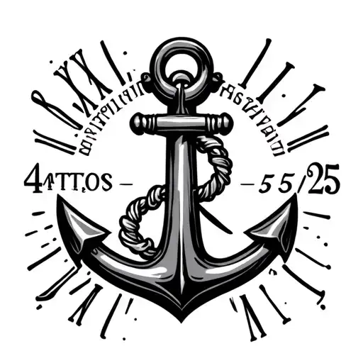 Anchor with the date 4/5/25 in roman numerals tattoo design idea