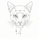 Minimalistic tatoo, of neural network connections, forming cats face tattoo design idea