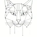 Minimalistic tatoo, of neural network connections, forming cats face tattoo design idea