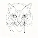Minimalistic tatoo, of neural network connections, forming cats face tattoo design idea